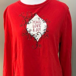Holiday Long Sleeve Top with Bling - Peace, Love and Joy